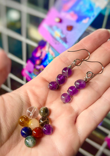 Custom Gemstone Earrings - Handmade Spiral Wrap - 9 Gemstones to choose from.