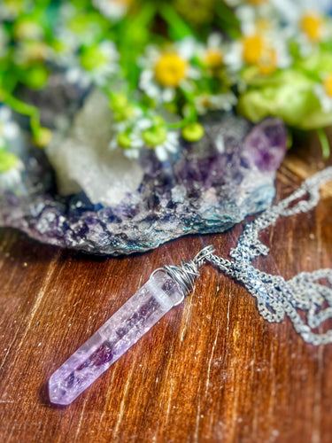 Amethyst Pencil Point Handmade Crystal Necklace