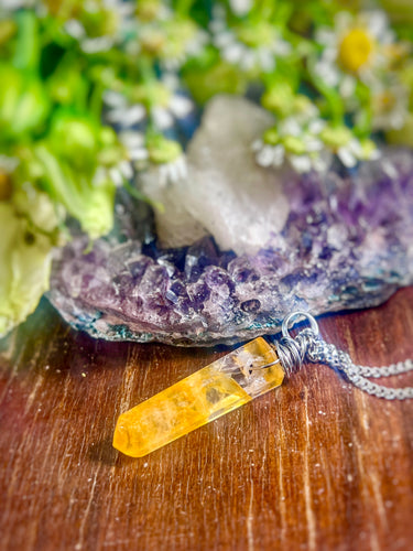 Golden Healer Quartz Pencil Point Handmade Crystal Necklace